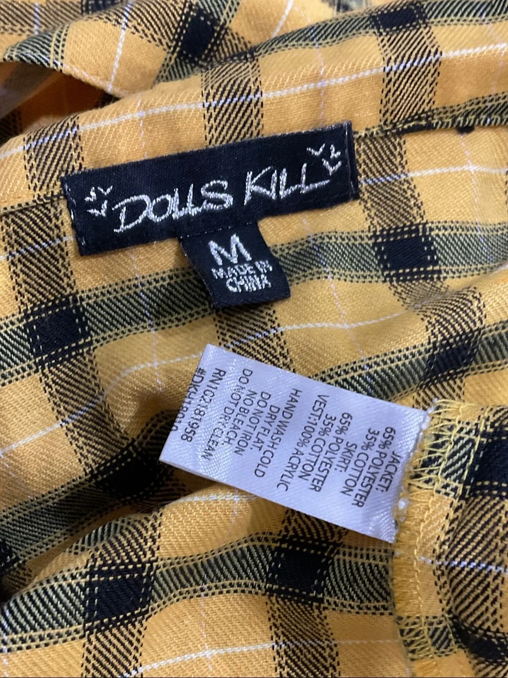 Dolls Kill Bold Yellow, Green, and Black Plaid Top and Bottom Set - Picture 6 of 6